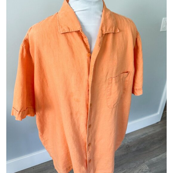 Pronto Uomo 100% Orange Linen Top - Picture 3 of 8